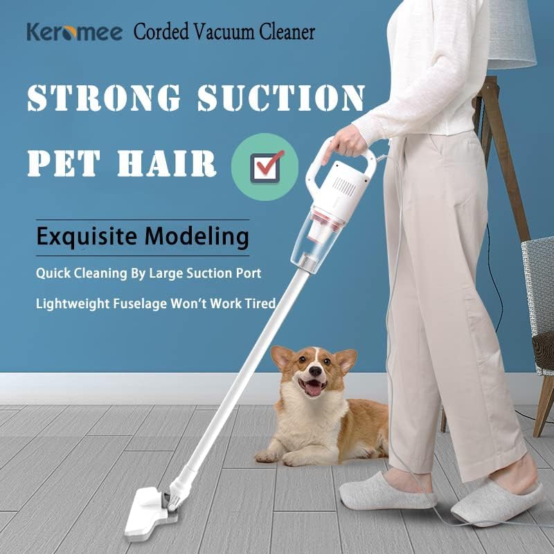 Keromee Vacuum Cleaner:BX-216, Corded Handheld Vacuum Cleaner Mini Electric Broom for Pet Hair Hardwood Floor Cat Litter Carpet Cleaning (16ft-Cord)