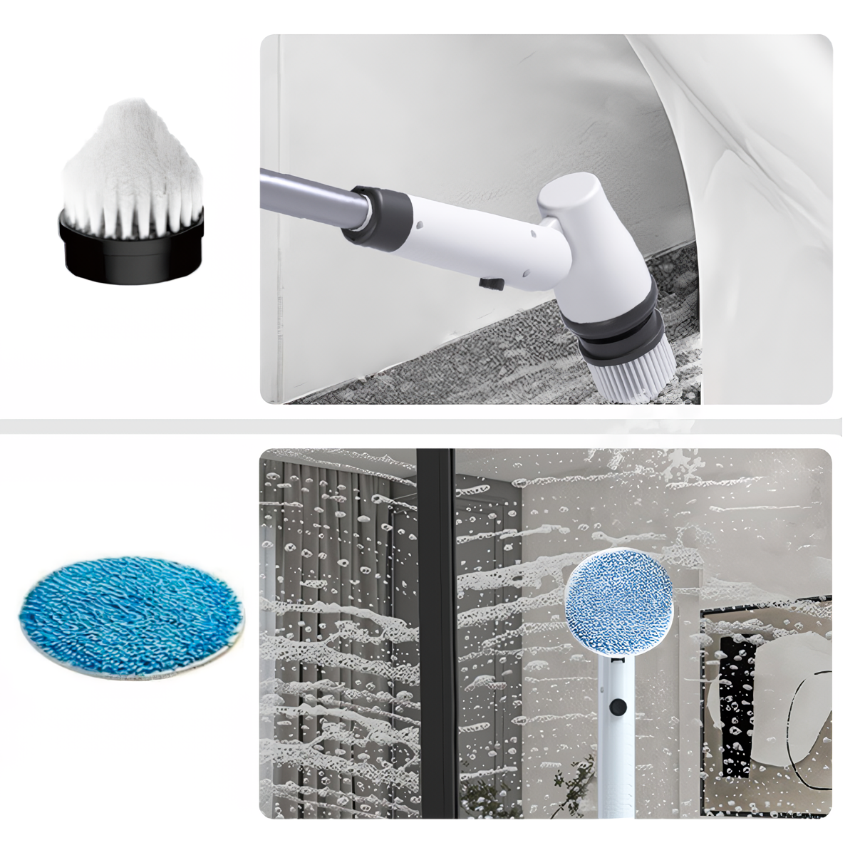 Keromee Sikat Pembersih Elektrik Rumah Tangga Genggam, Sikat Daya Putar Tanpa Kabel Nirkabel Dapat Diisi Ulang Lantai