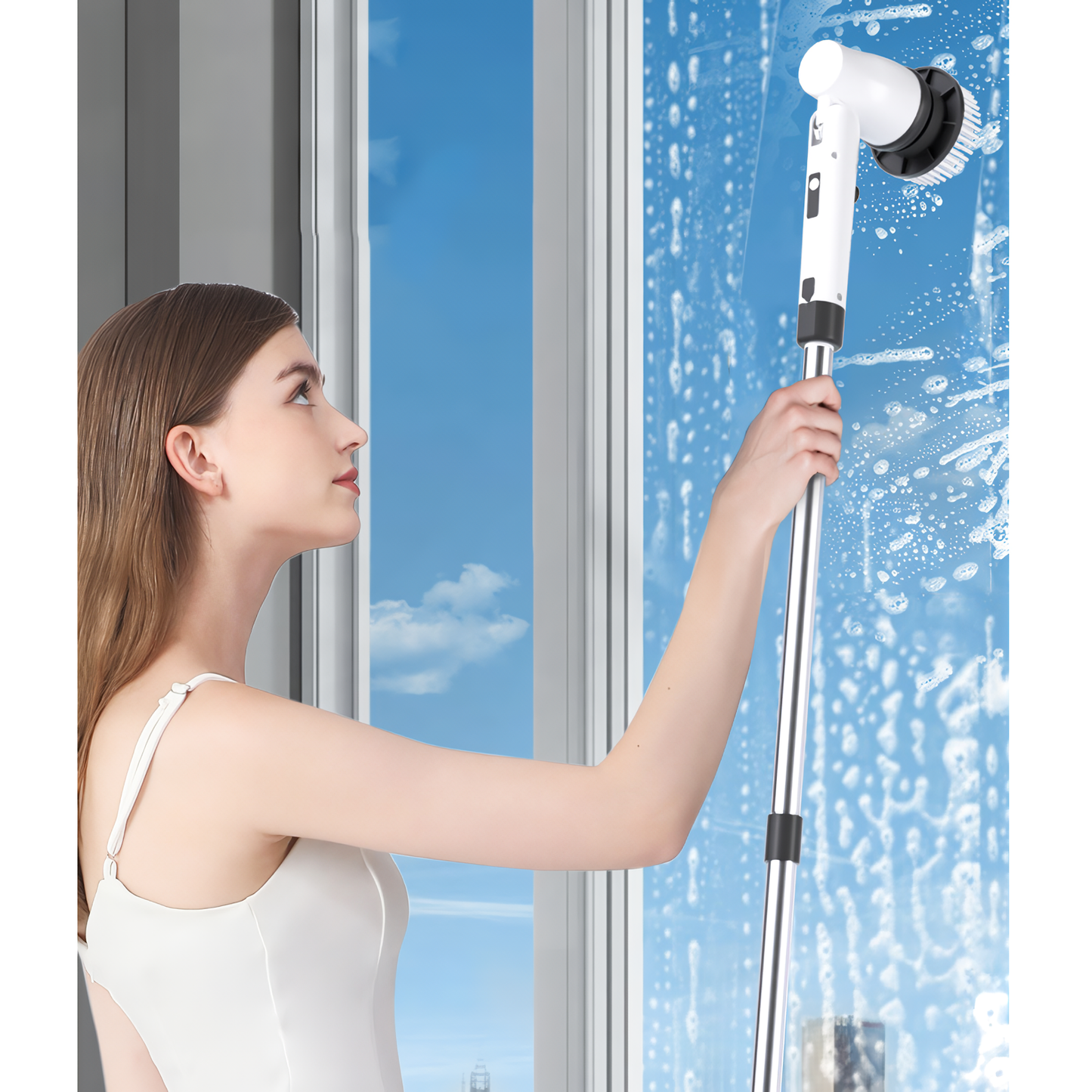 Keromee Sikat Pembersih Elektrik Rumah Tangga Genggam, Sikat Daya Putar Tanpa Kabel Nirkabel Dapat Diisi Ulang Lantai