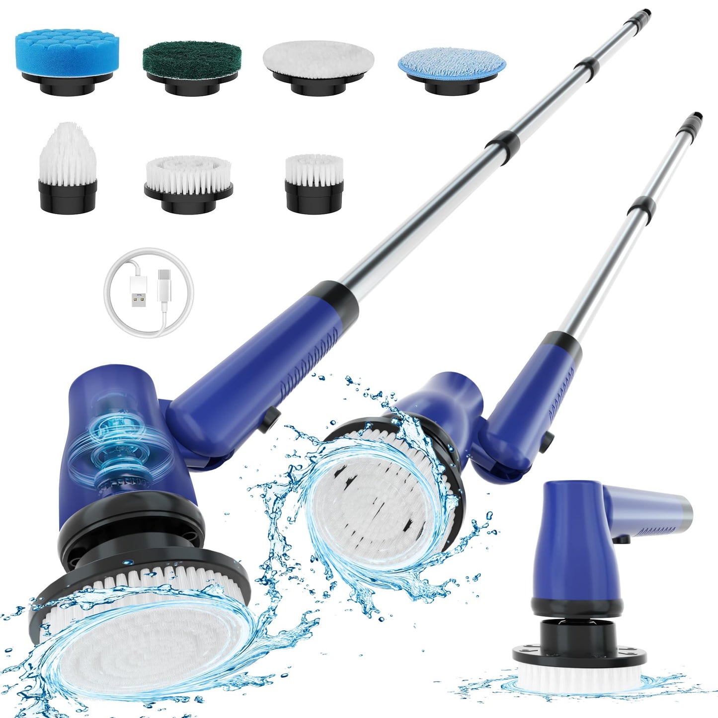 Keromee Sikat Pembersih Elektrik Rumah Tangga Genggam, Sikat Daya Putar Tanpa Kabel Nirkabel Dapat Diisi Ulang Lantai