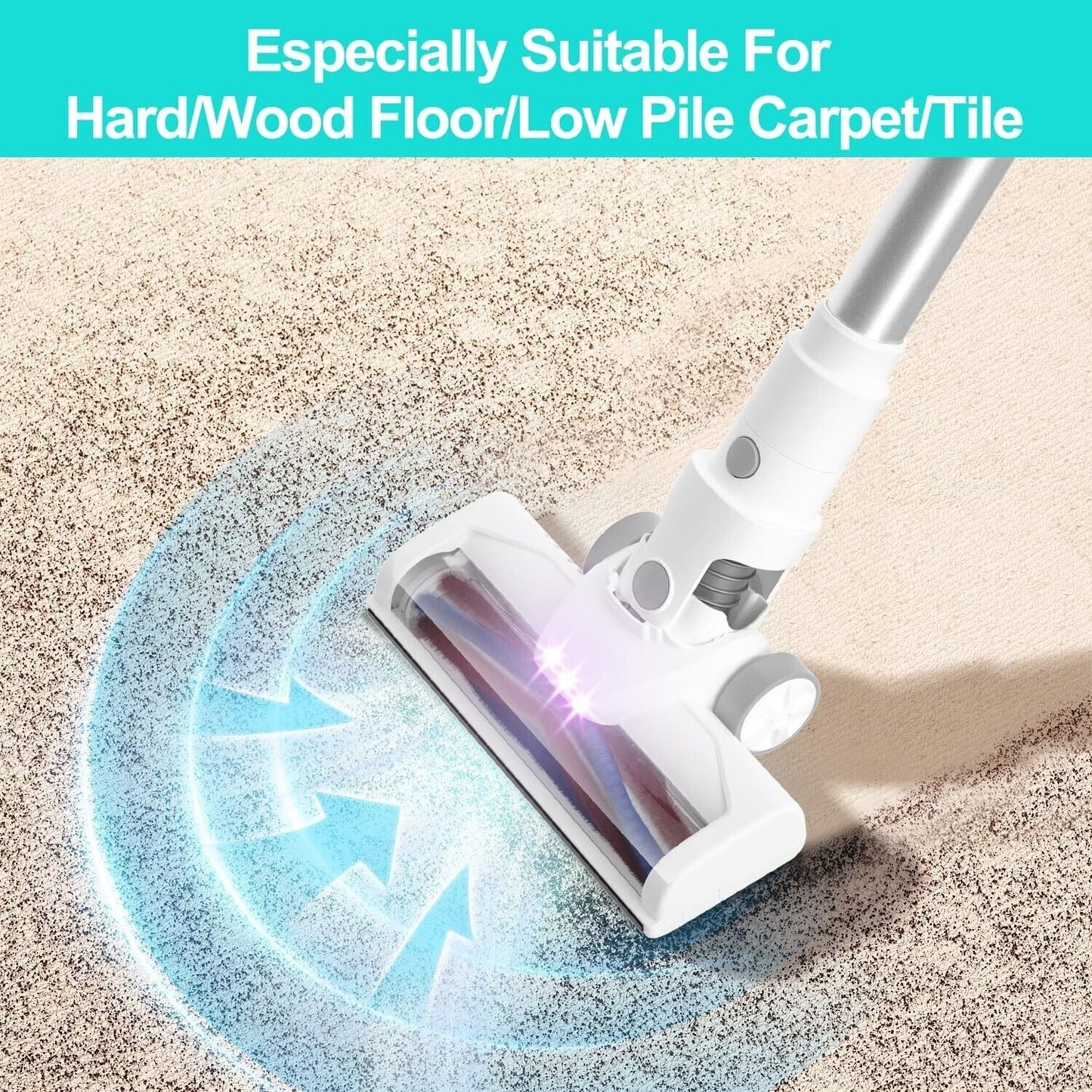 KEROMEE Cordless Vacuum Cleaner:BW750 18KPa LED Lights for Pet Hair Car