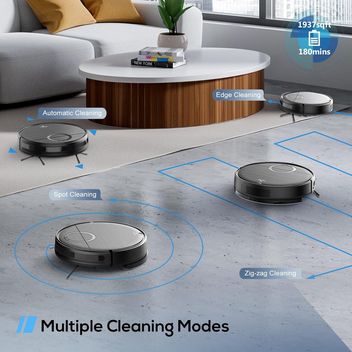 Robot Vacuum and Mop Combo, 2 in 1 Mopping Robot Vacuum Cleaner with Schedule, Wi-Fi/App/Remote, 2000Pa Max Suction, Self-Charging Robotic Vacuum, Slim, Ideal for Hard Floor, Pet Hair, Low-Pile Carpet